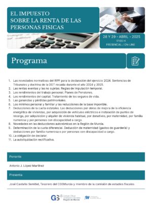 No Colegiados: JORNADA SOBRE EL IMPUESTO SOBRE LA RENTA DE LAS PERSONAS FISICAS 2024