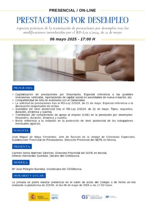 No Colegiados: JORNADA SOBRE PRESTACIONES POR DESEMPLEO. RD-LEY 2/2024, DE 21 DE MAYO