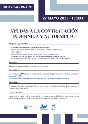 JORNADA SOBRE AYUDAS A LA CONTRATACIÓN INDEFINIDA Y AUTOEMPLEO