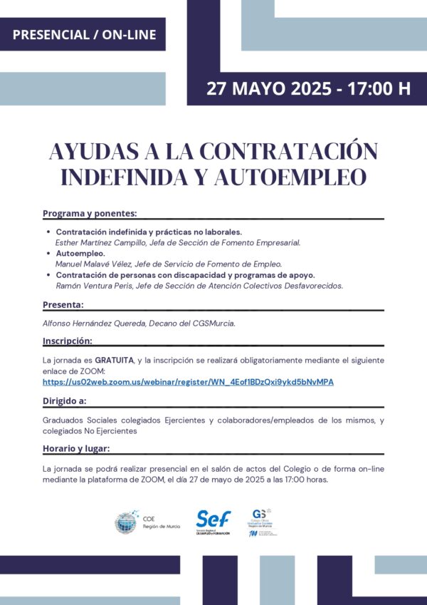 JORNADA SOBRE AYUDAS A LA CONTRATACIÓN INDEFINIDA Y AUTOEMPLEO
