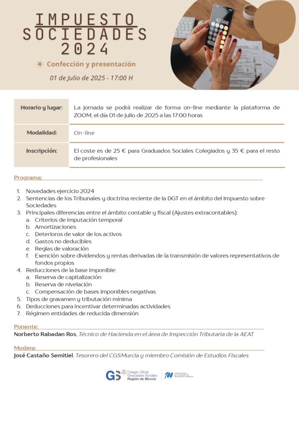 No Colegiados: IMPUESTO DE SOCIEDADES 2024. CONFECCIÓN Y PRESENTACIÓN
