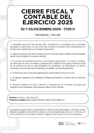No Colegiados: CIERRE FISCAL Y CONTABLE DEL EJERCICIO 2025