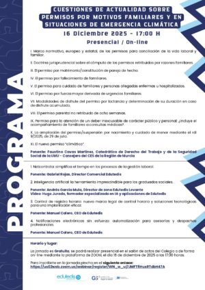 JORNADA SOBRE CUESTIONES DE ACTUALIDAD SOBRE PERMISOS POR MOTIVOS FAMILIARES Y EN SITUACIONES DE EMERGENCIA CLIMÁTICA
